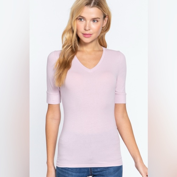 2/$5 Sale - Half Sleeve Spandex Tee - Pink - Picture 1 of 13